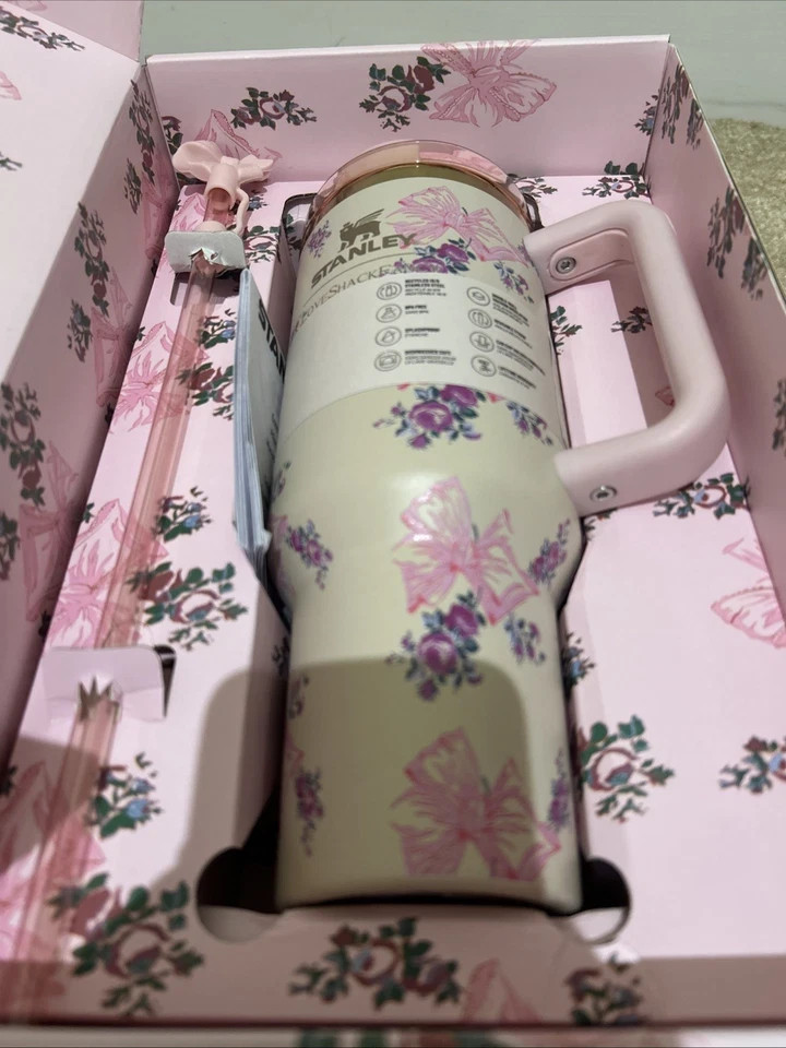 Stanley X Tumbler Love Shack Fancy 40oz Holiday Rosa Beaux Blue Gift Box Cup
