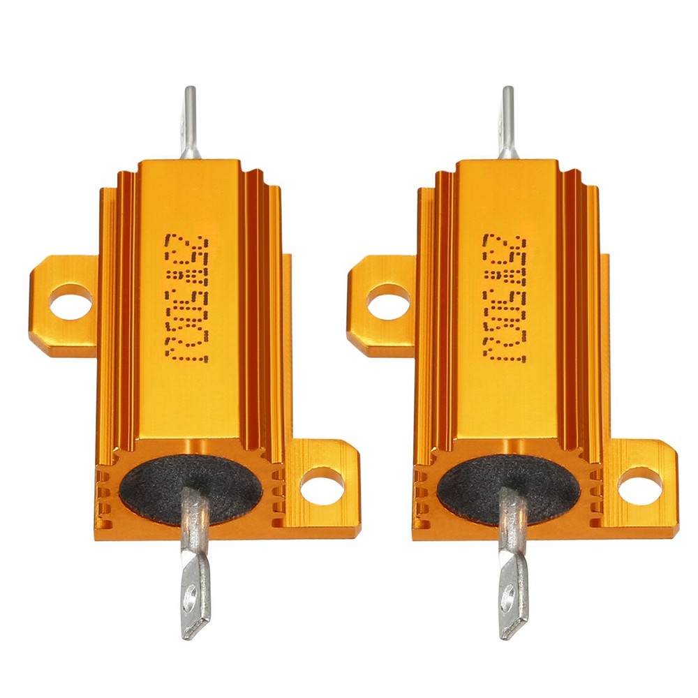 2 Pcs Aluminum Case Resistor, Great for Daily Use (Gold, 25W 50 Ohm)