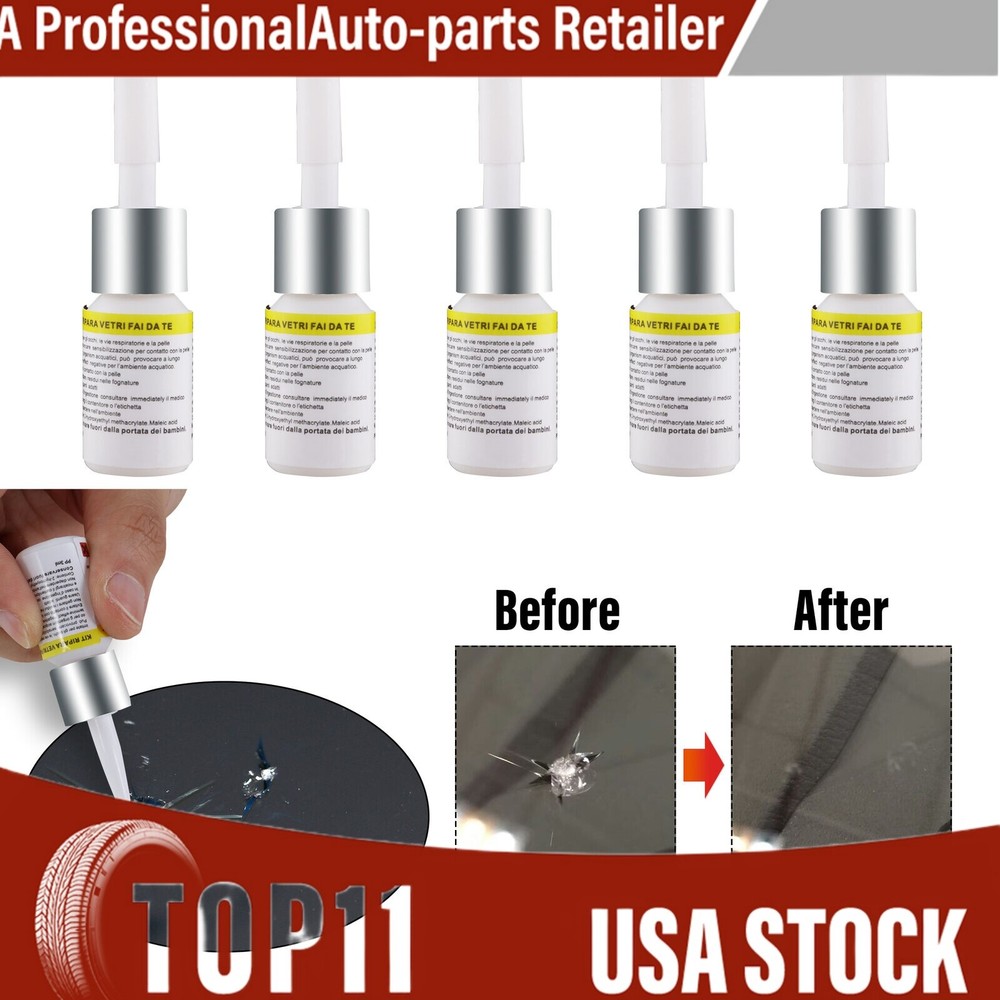 5 Pack Auto Glass Nano Repair Fluid Car Windshield Resin Crack Tool Kit Crack