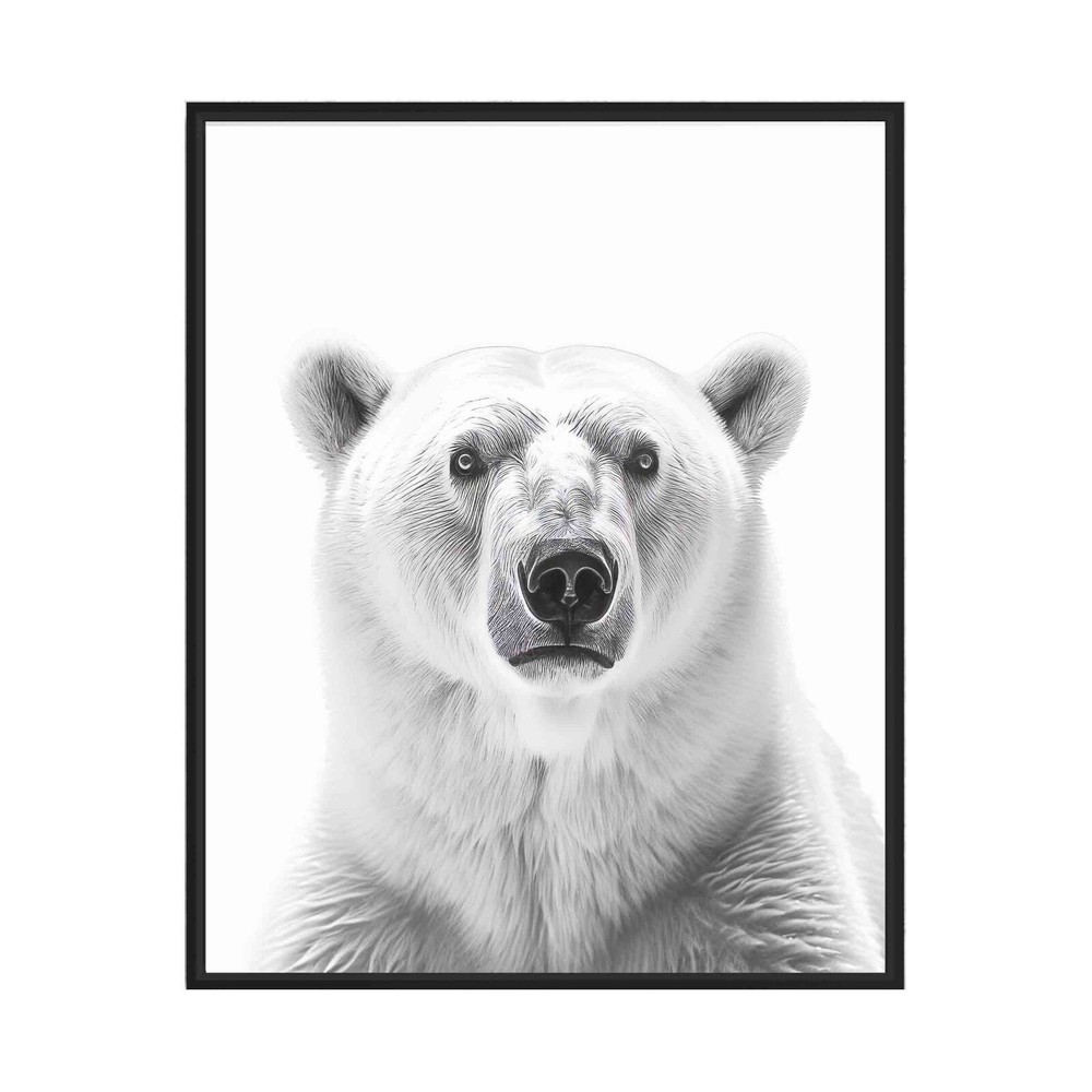 Polar Bear Black and White Animal Photo Art Print Poster Wall Art Painting