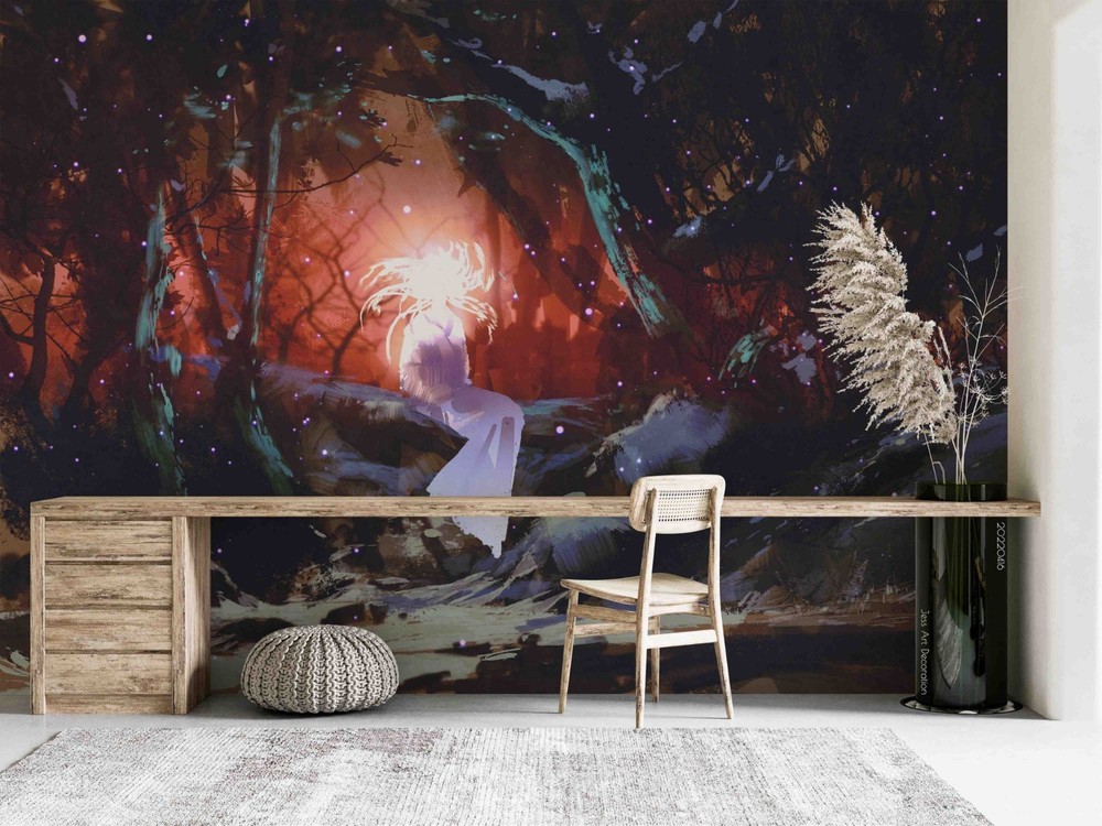 3D Magic Forest Woman Illustration Wall Murals Wallpaper Murals Wall Sticker