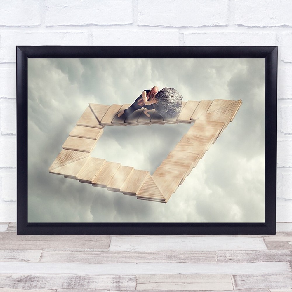 Mythical No words Denmark Stone Rock Stairs Staircase Wall Art Print
