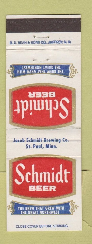 Matchbook Cover - Schmidt Beer St Paul MN DD Bean