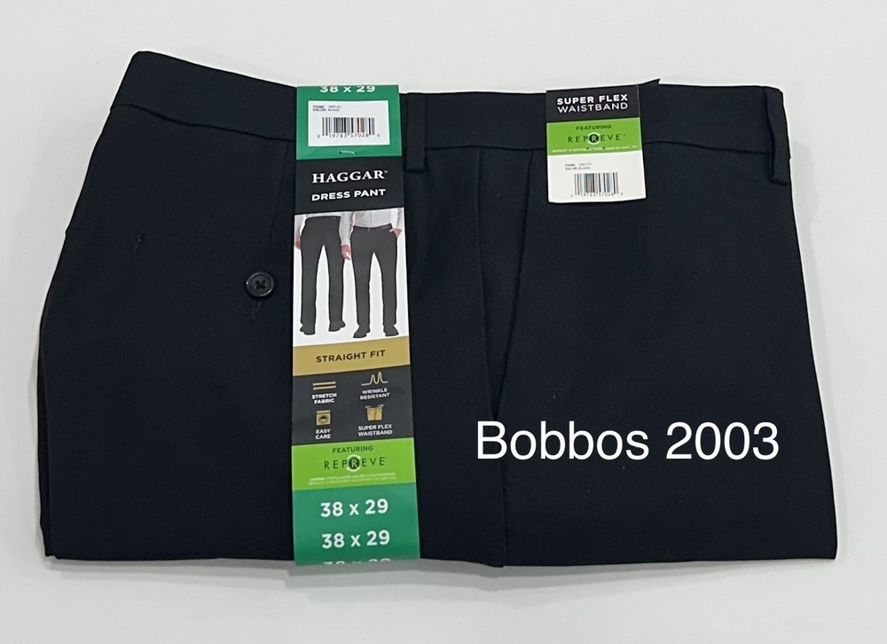 Haggar Men's Straight-Fit Dress Pants, Black, Size 38X29