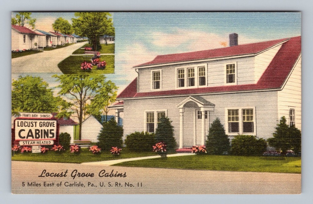 Carlisle PA-Pennsylvania Locust Grove Cabins Vintage Postcard Standard Postal