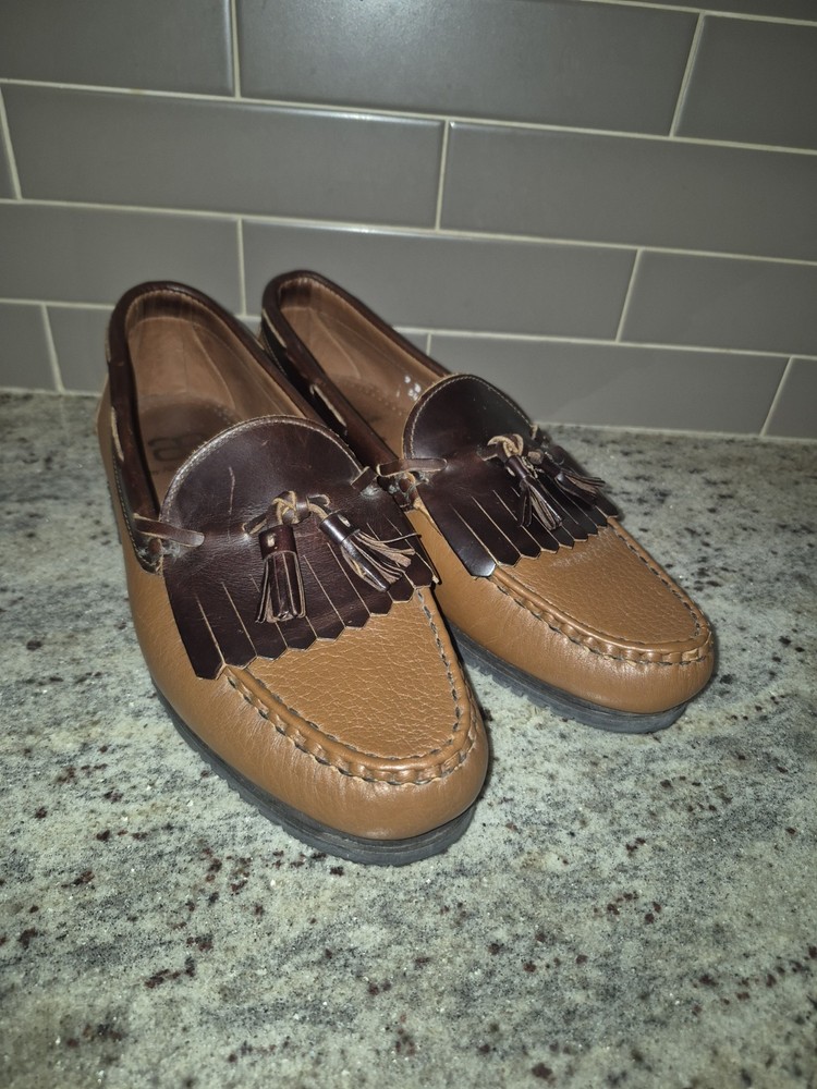 Vintage Allen Edmonds Mens Sz 9 Nashua Loafers Kiltie Tassel Black/Brown Leather