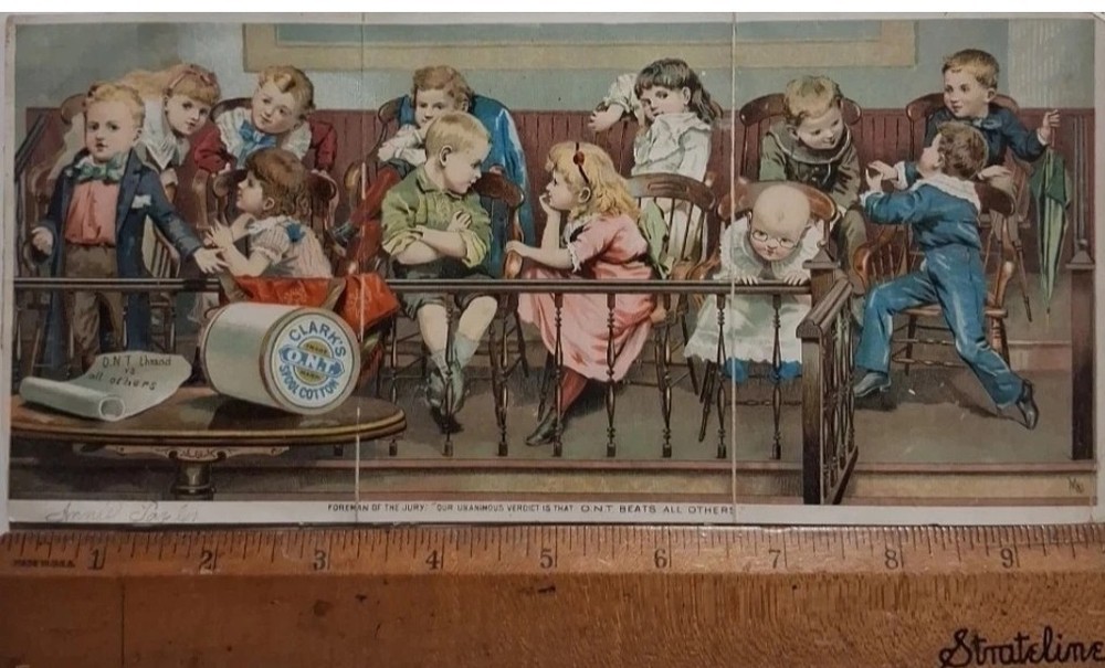 1880s-90s ONT THREAD Victorian Trade Card JURY OF CHILDREN Court 5