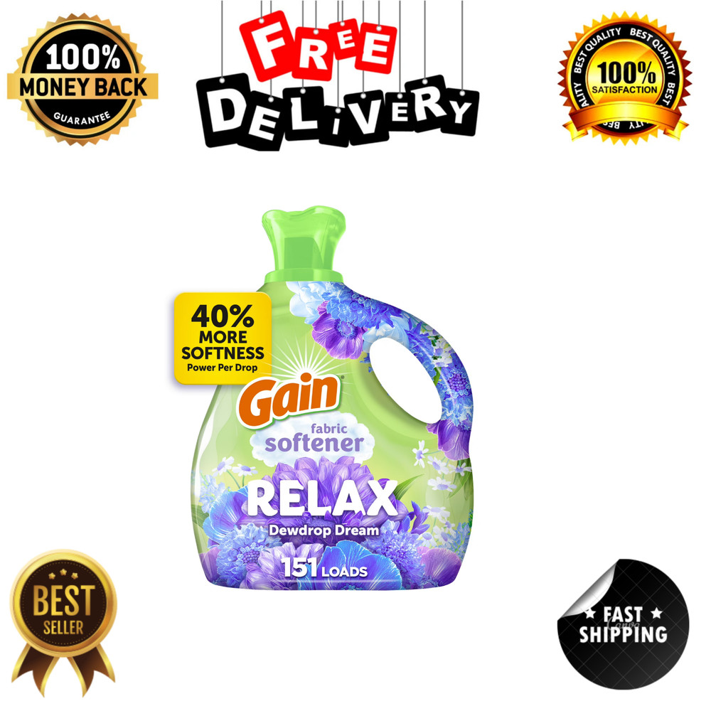 Gain Liquid Fabric Softener and Conditioner, Relax, Dewdrop Dream Scent