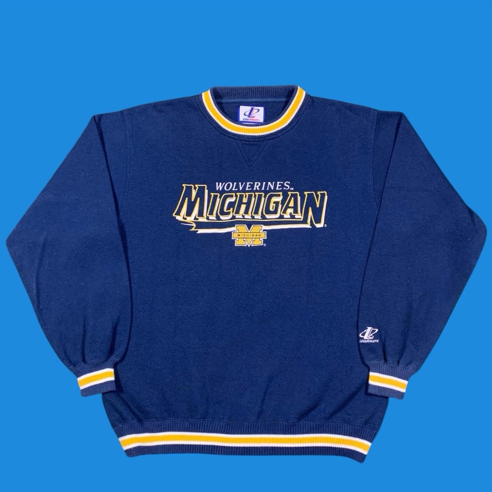 Vintage 90s Michigan Wolverines College Crewneck Sweater Size L (Free Shipping)