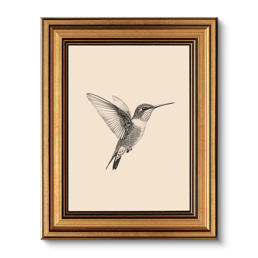VIYYIEA Vintage Gold Framed Wall Art, Sketch Birds Canvas Painting, Cute but ...