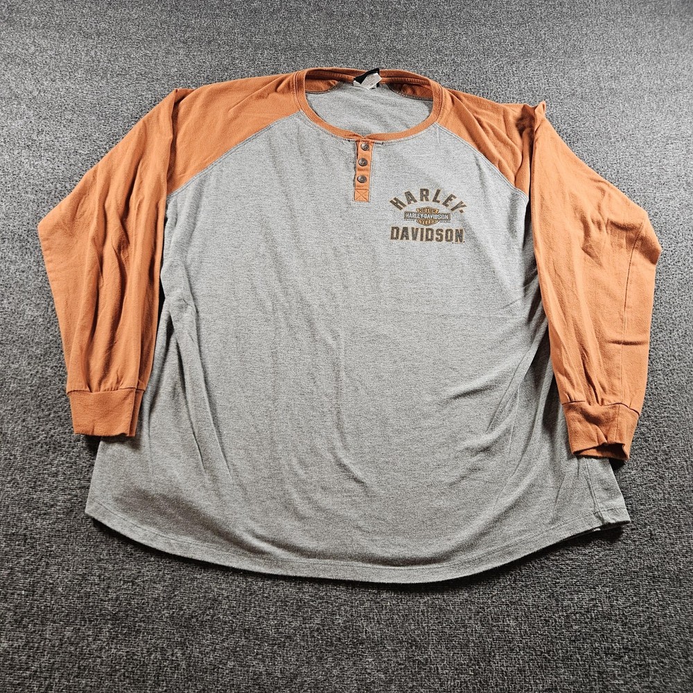 Harley-Davidson Chi-Town Tinley Park Shirt Mens 2XL Gray Long Sleeve Henley