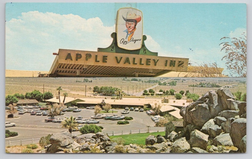 Roy Rogers Apple Valley Inn CA Plastichrome Postcard 1950s Desert View