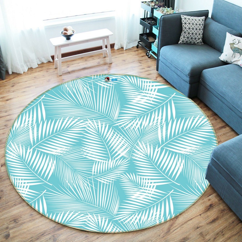 3D Green White Leaves NAO10170 Game Rug Mat Elegant Photo Carpet Mat Fay