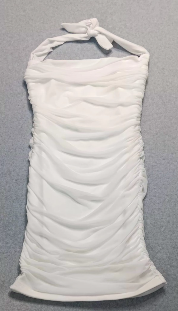 Women's White Ruffled Mesh Overlay Mini Dress Size Small Formal Party Dress