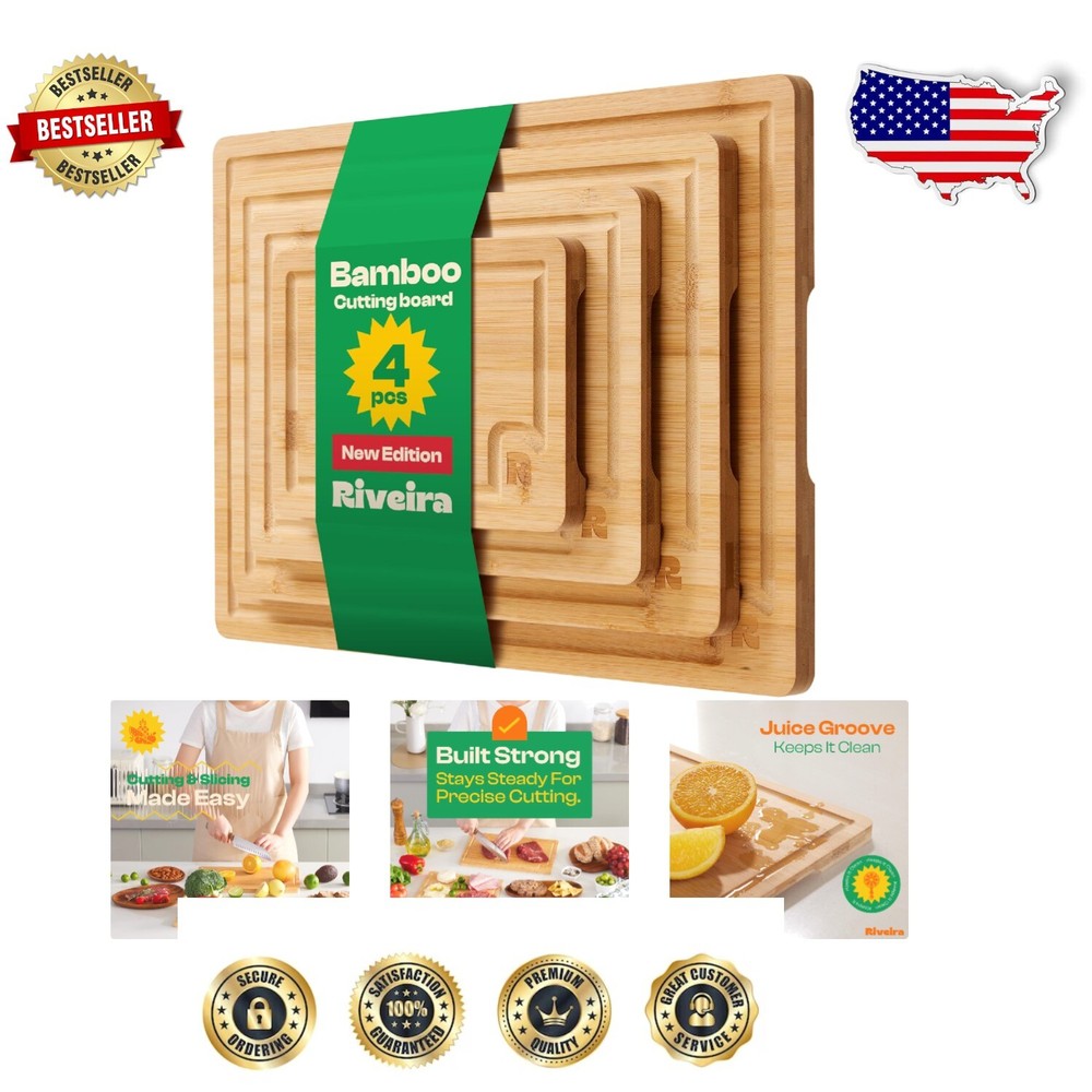 Durable White Bamboo Chopping Boards Set - 18