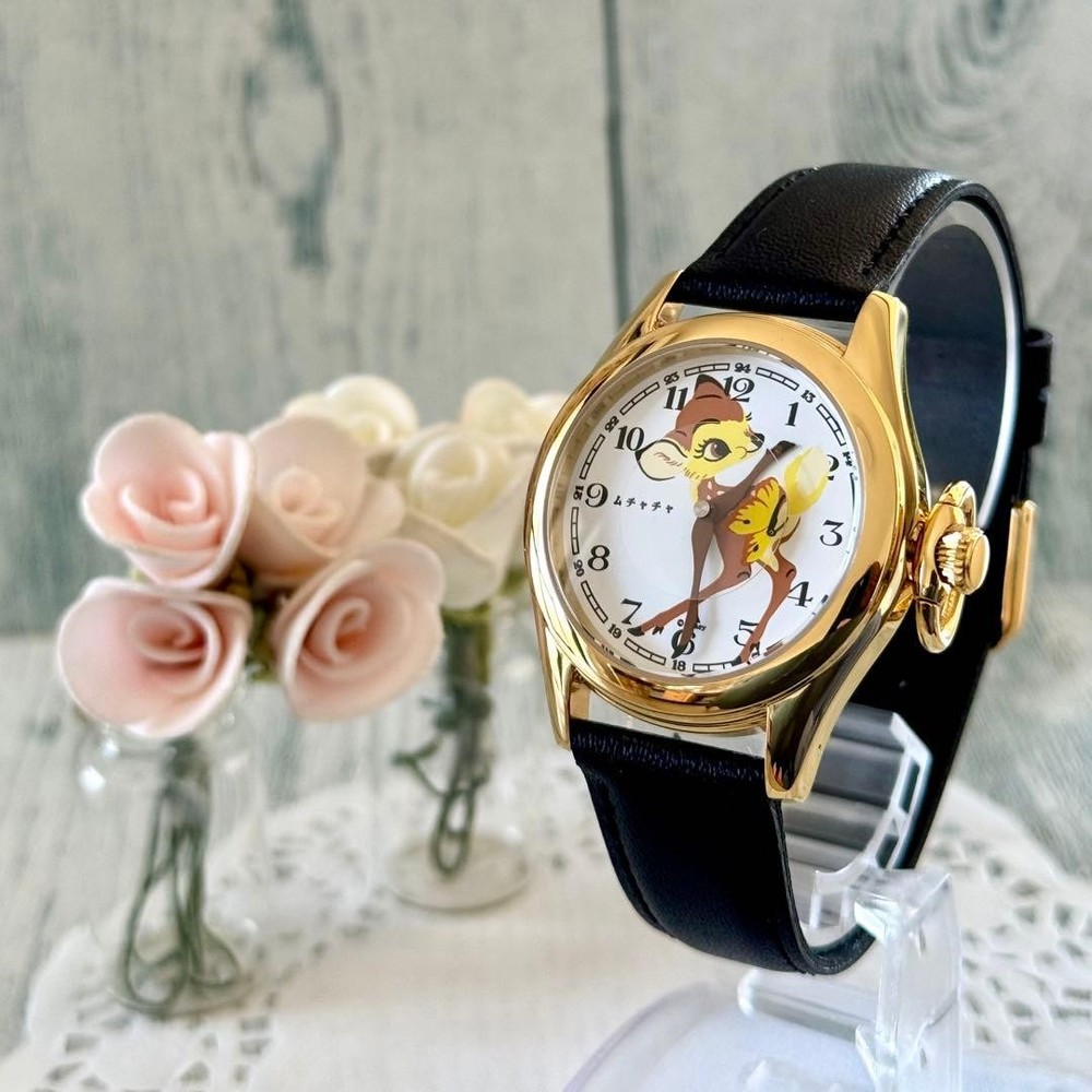 Disney Achachumu Muchacha Bambi Watch Battery Replaced Genuine Cleaned Working-image