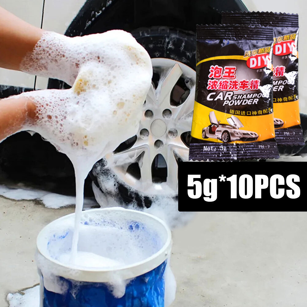 10x Multifunctional Car Wash Powder Windshield Cleaning Shampoo Soap Powder for Sparkling Vehicles