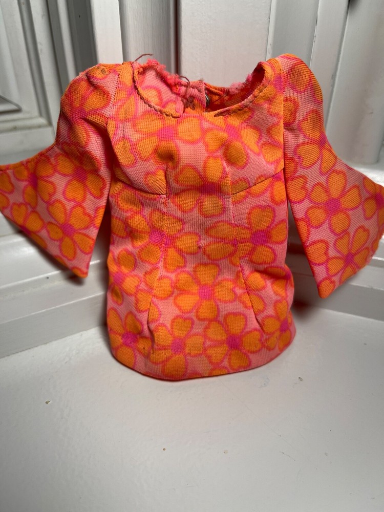 Vintage Barbie MOD Dress #1113 TALKING PJ mini pink/orange floral 1969