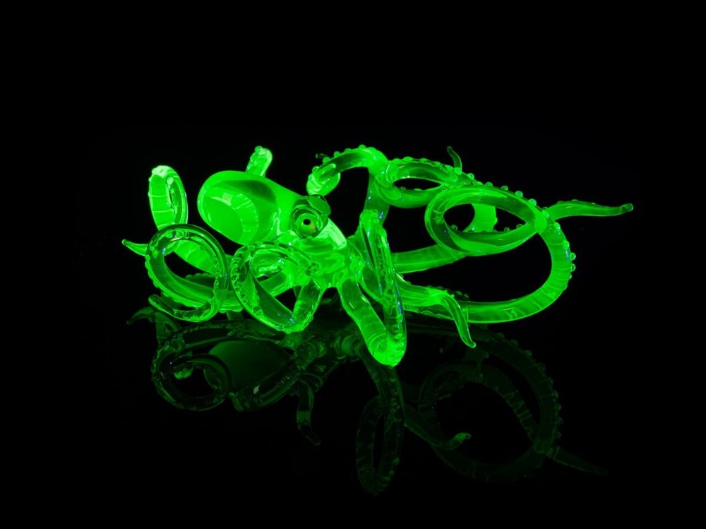 Uranium Glass Octopus Pendant Uranium Vaseline Glass Figurine Octopus Glass UV