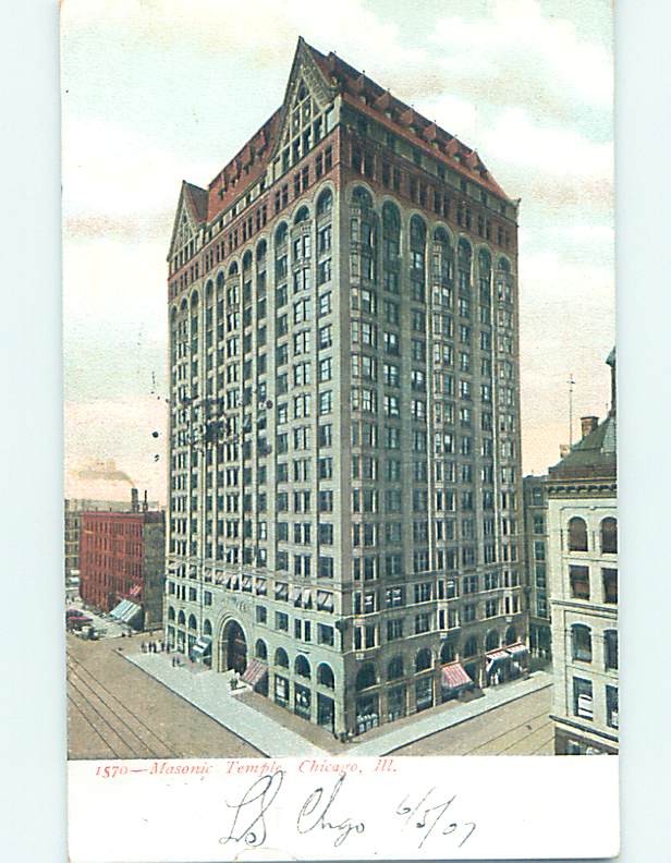 Pre-1907 MASONIC TEMPLE Chicago Illinois IL m/09 A0686