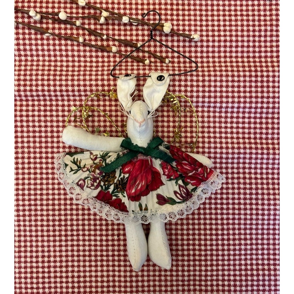 Vtg Nicole Products Stuffed Rabbit Angel Rag Doll Easter Bunny Ruffled Dress