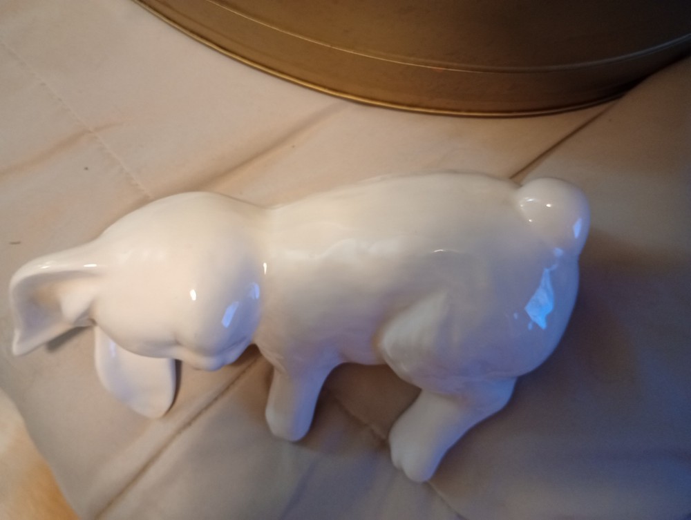 Vintage Sleeping Bunny Rabbit Shelf Sitter Ceramic Mantel Display White