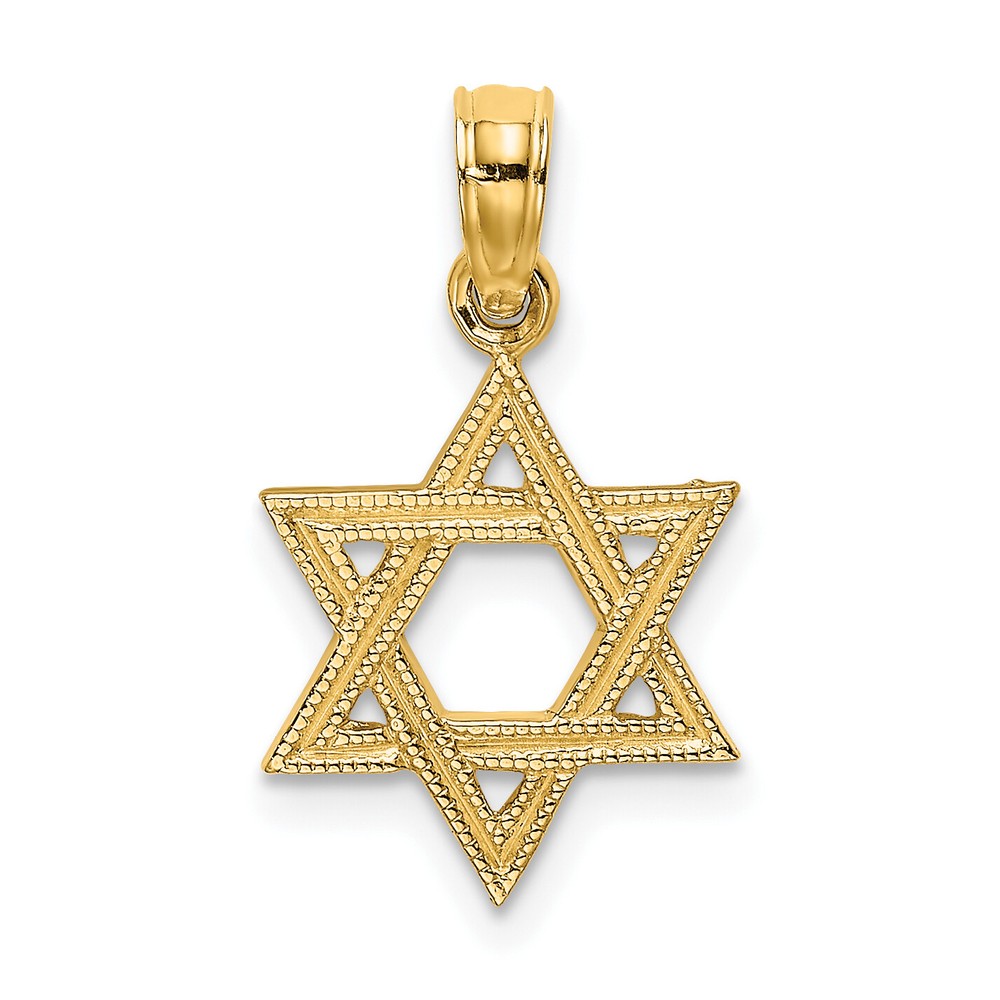 Dije estrella de David grabado en oro amarillo de 14 quilates Avariah - 18,2 mm