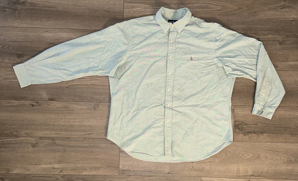 Ralph Lauren Polo Green Long Sleeve Button Up Dress Shirt Mens 17 1/2 - 36/37 L