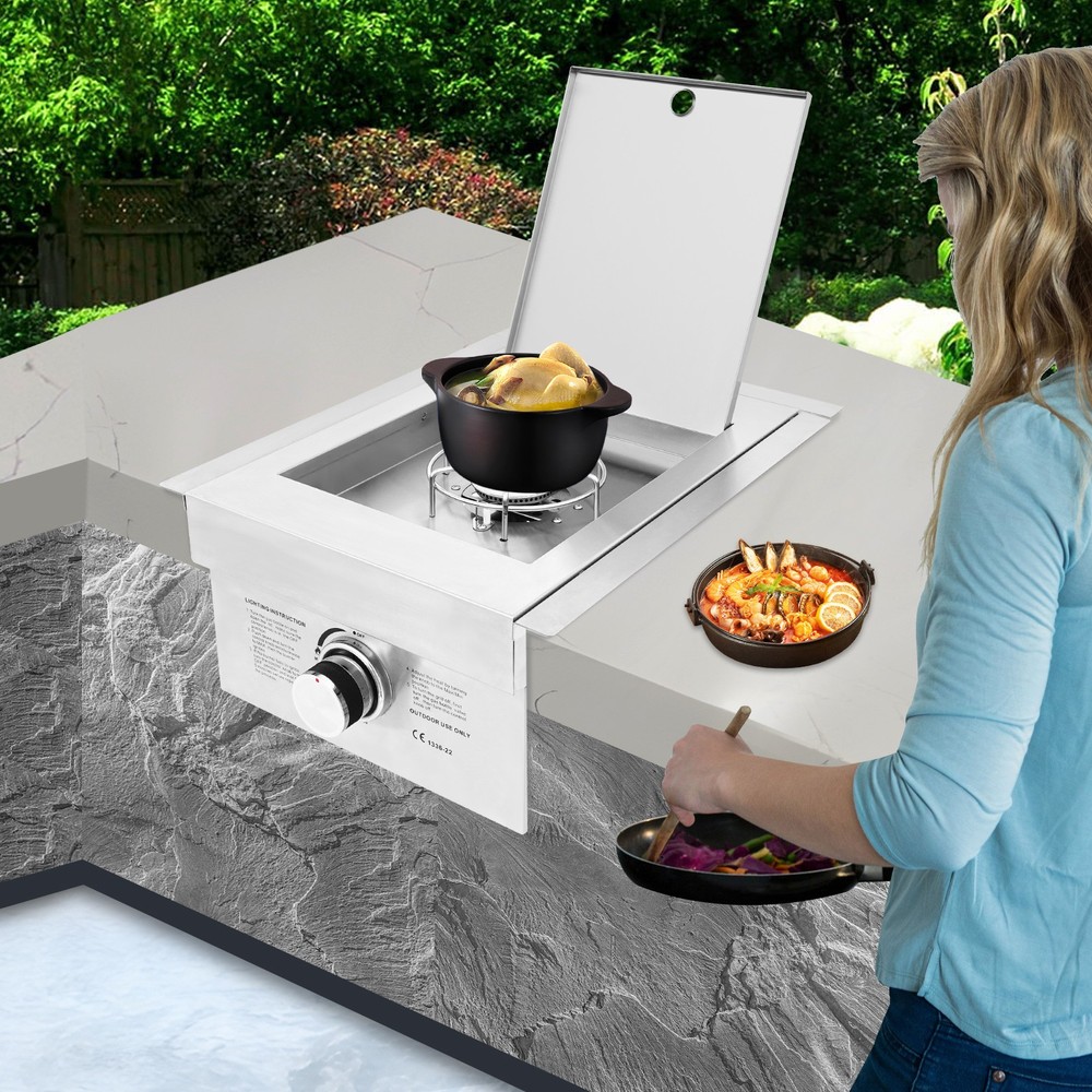 Stainless Steel Gas Stove, Gas Stove With Cover Plate For Outdoor Use