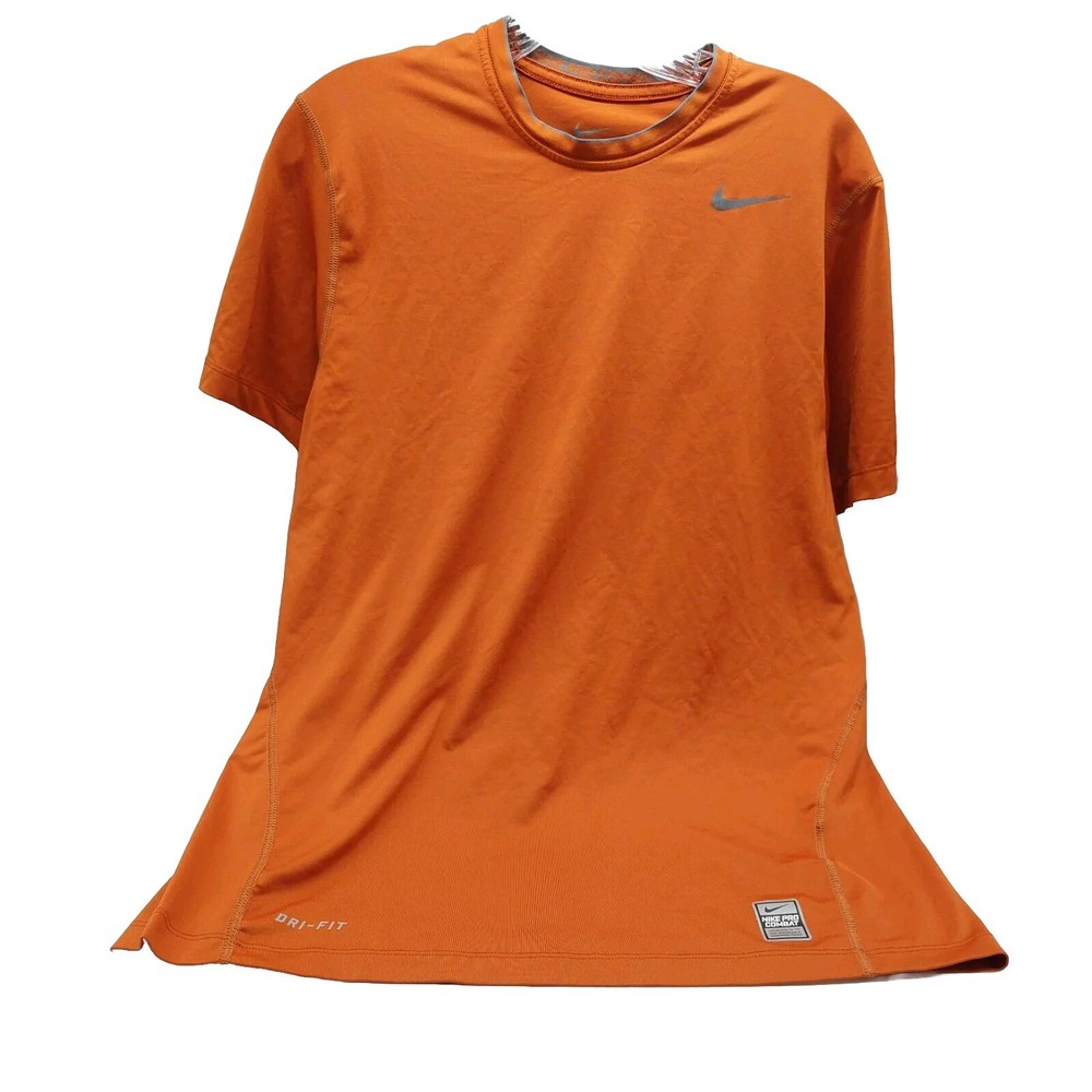 Nike Pro Mens Medium Dri-Fit Compression Shirt Orange Brown Fitted Stretch Flex