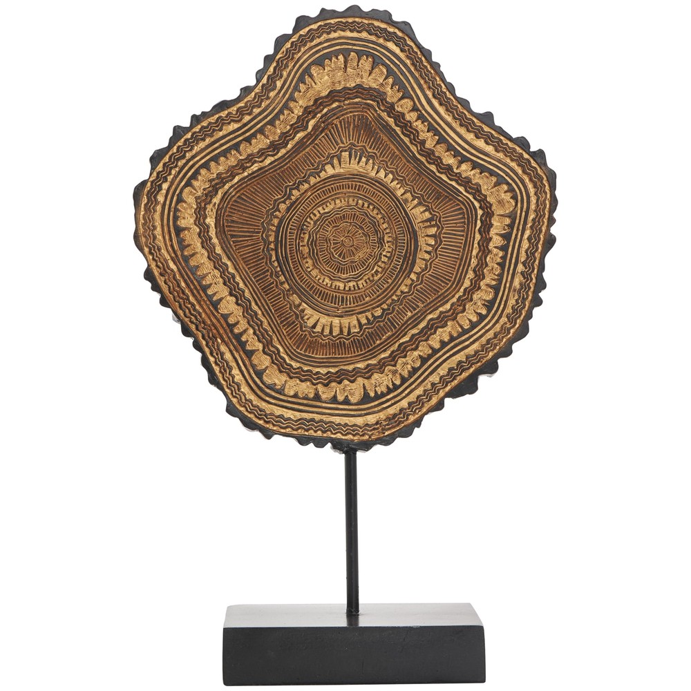 Resin Tribal Decorative Sculpture Abstract Carved Home Decor Statue with Blac...