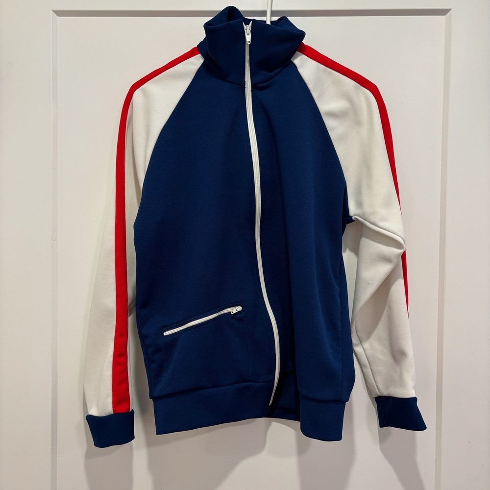 Vintage 70's Team USA Gymnastics Track Jacket Blue White Red Zip Up Small