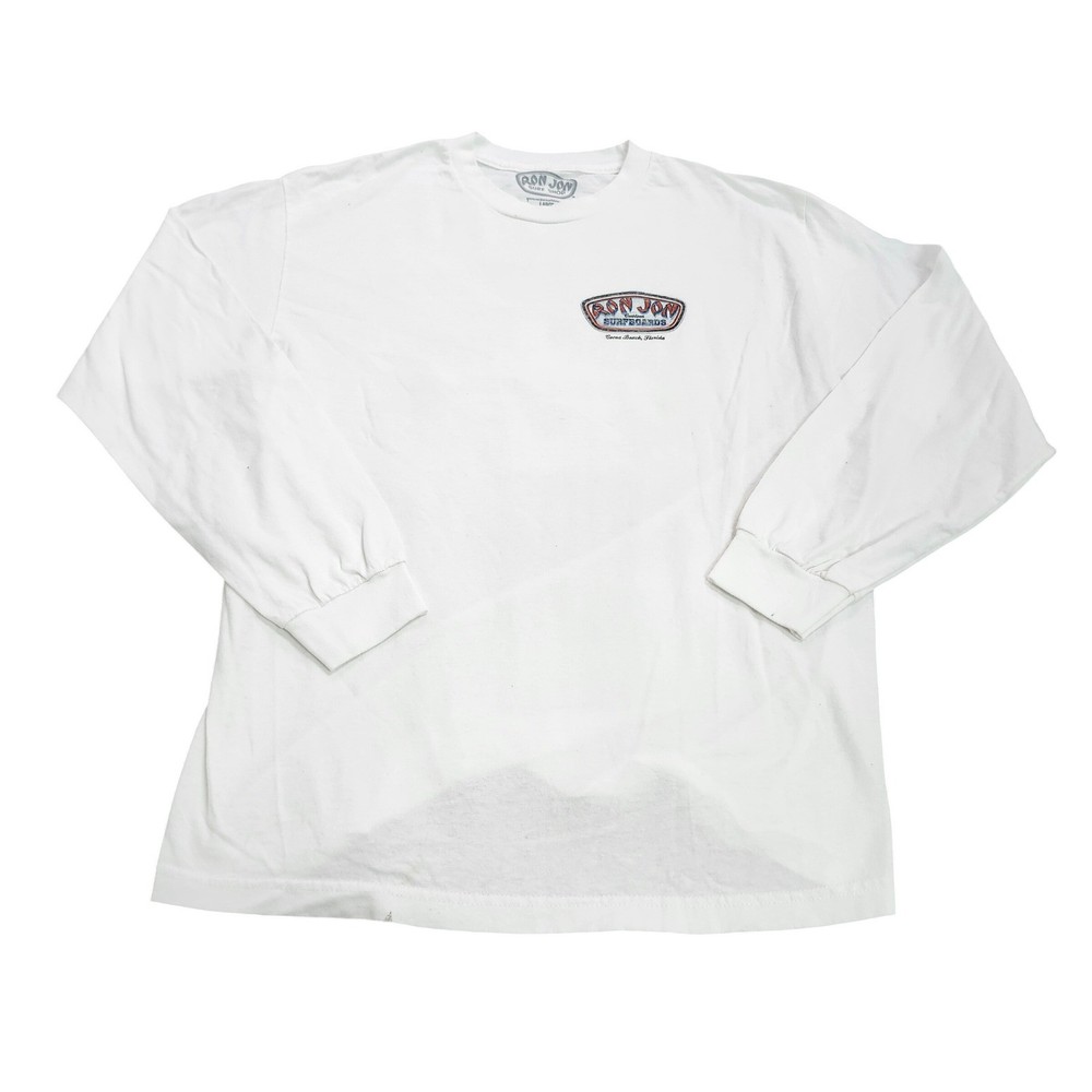 Ron Jon Surf Shop Cocoa Beach Florida White Long Sleeve Graphic T-Shirt Large