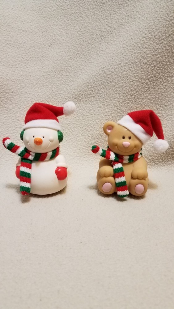 Vintage- Russ Berrie, Christmas Bear & Snowman Figurine