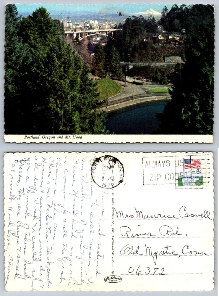 Vintage 1979 Portland Oregon & Mt. Hood View Postcard Smith Western Plastichrome