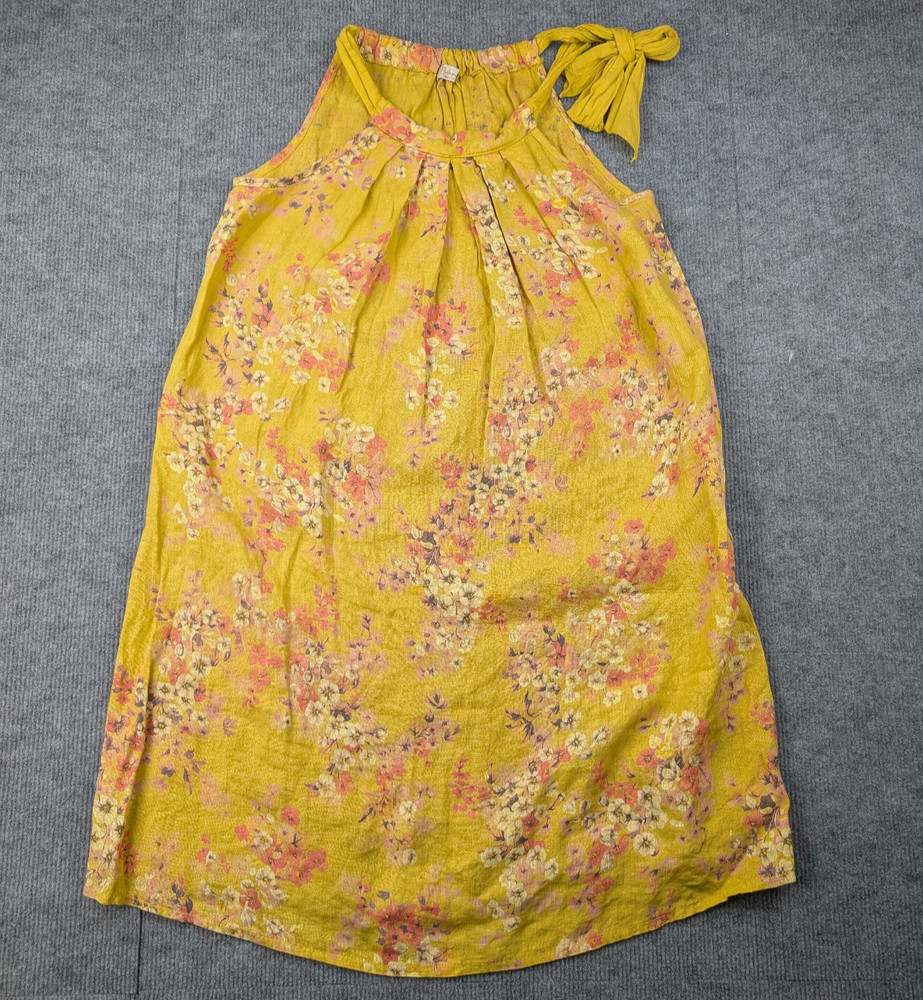 Bellambra Linen Dress Womens Small Yellow Resort Coastal Floral Italy Venice