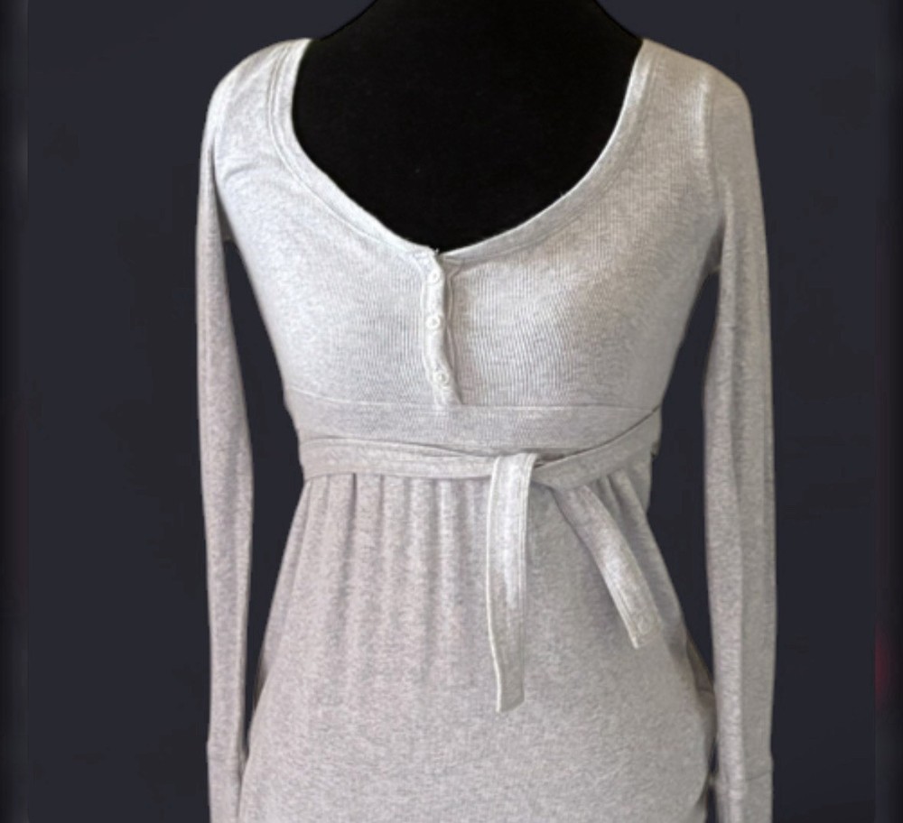 Vintage Hollister Top Size XS Babydoll Grey Y2K BellaSwan Buttons Henley