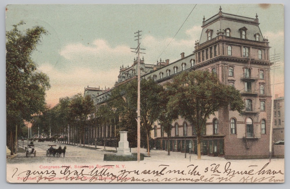Saratoga Springs New York~Congress Hall Hotel Street View~Carriages~Vintage PC