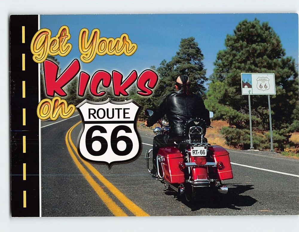 Postcard Motorcycle Get Your Kicks on Route 66 NM USA