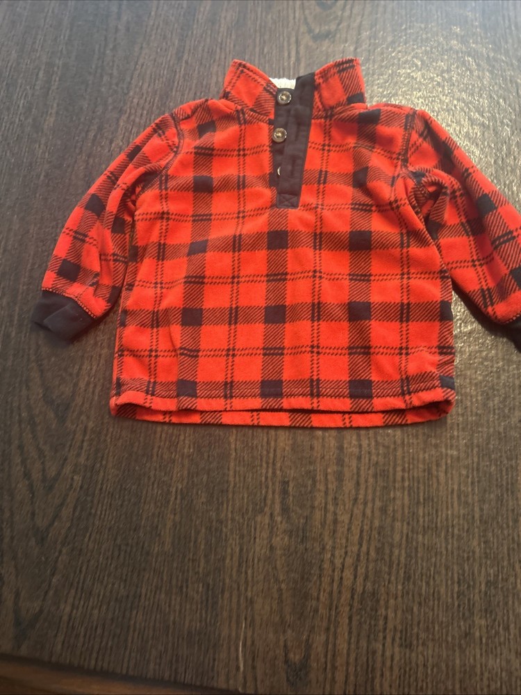 Carter's Baby Buffalo Plaid Fleece Soft Red/Black shirt 12 mos