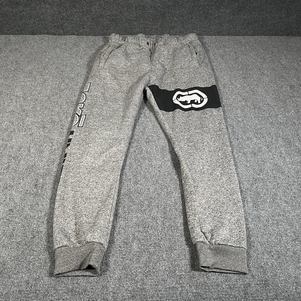 Ecko Unltd Joggers Men’s Xl Gray Black Y2K Comfort Fleece Lined Casual Athletic