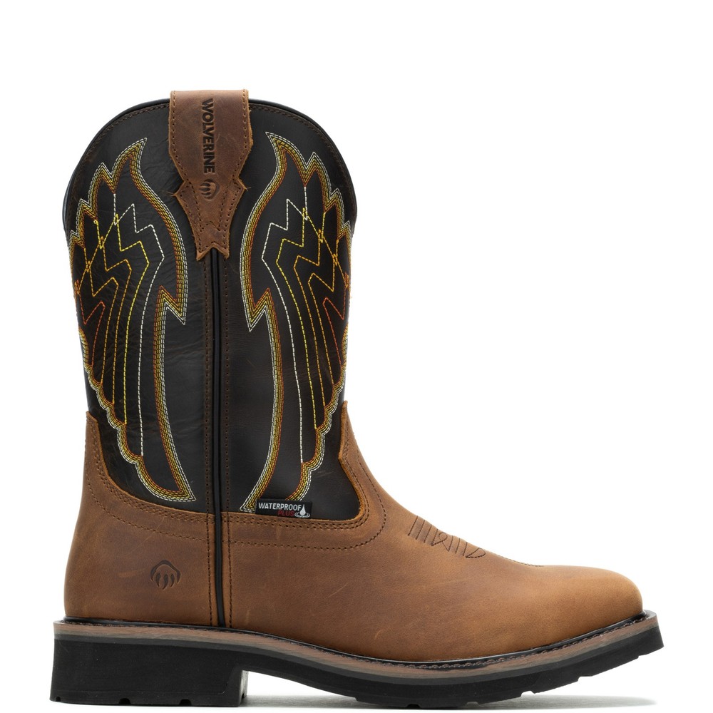 Wolverine Rancher Eagle Waterproof Steel Toe Brown Wide Work Boots for Men Size 10