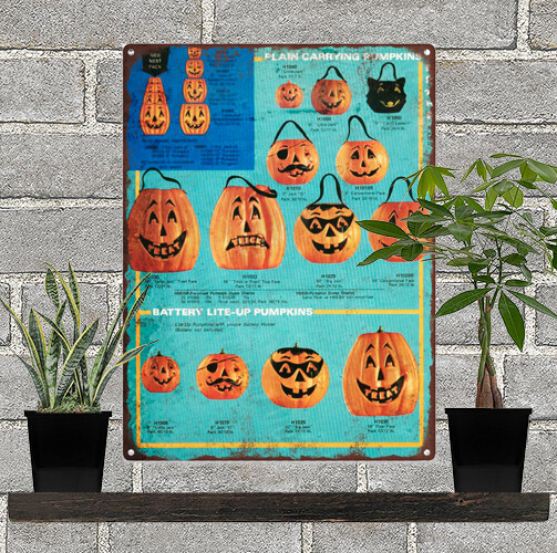 1971 Halloween Blow Mold Advertising Ad Baked Metal Repro Sign 9 x 12 60133