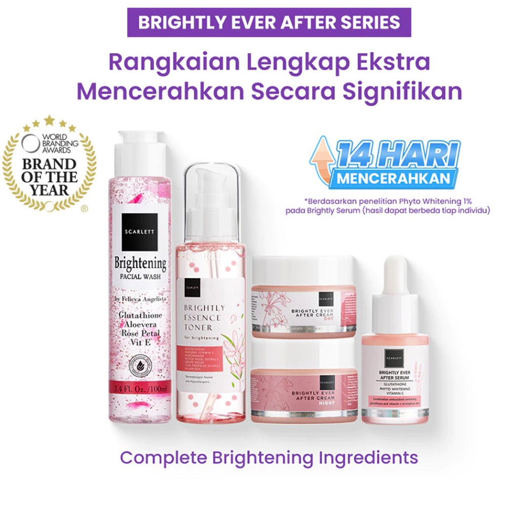 Scarlett Whitening 5 In 1 Set Brightly Ever After,Facial ,Wash ,Toner ,Serum