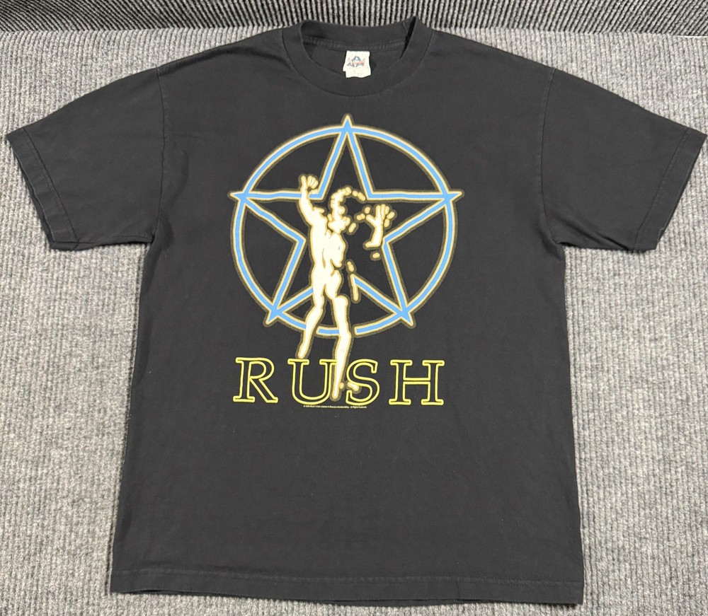 Vintage Rush Shirt Mens Large Starman 2112 Logo Y2K Rock Band Graphic Tee Black