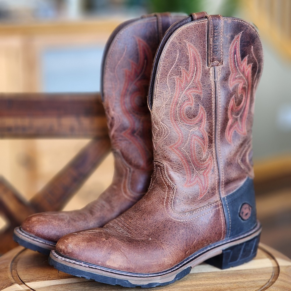Justin Western Cowboy Work Boots Size 12D Oil Slip Resistant Non-Marking