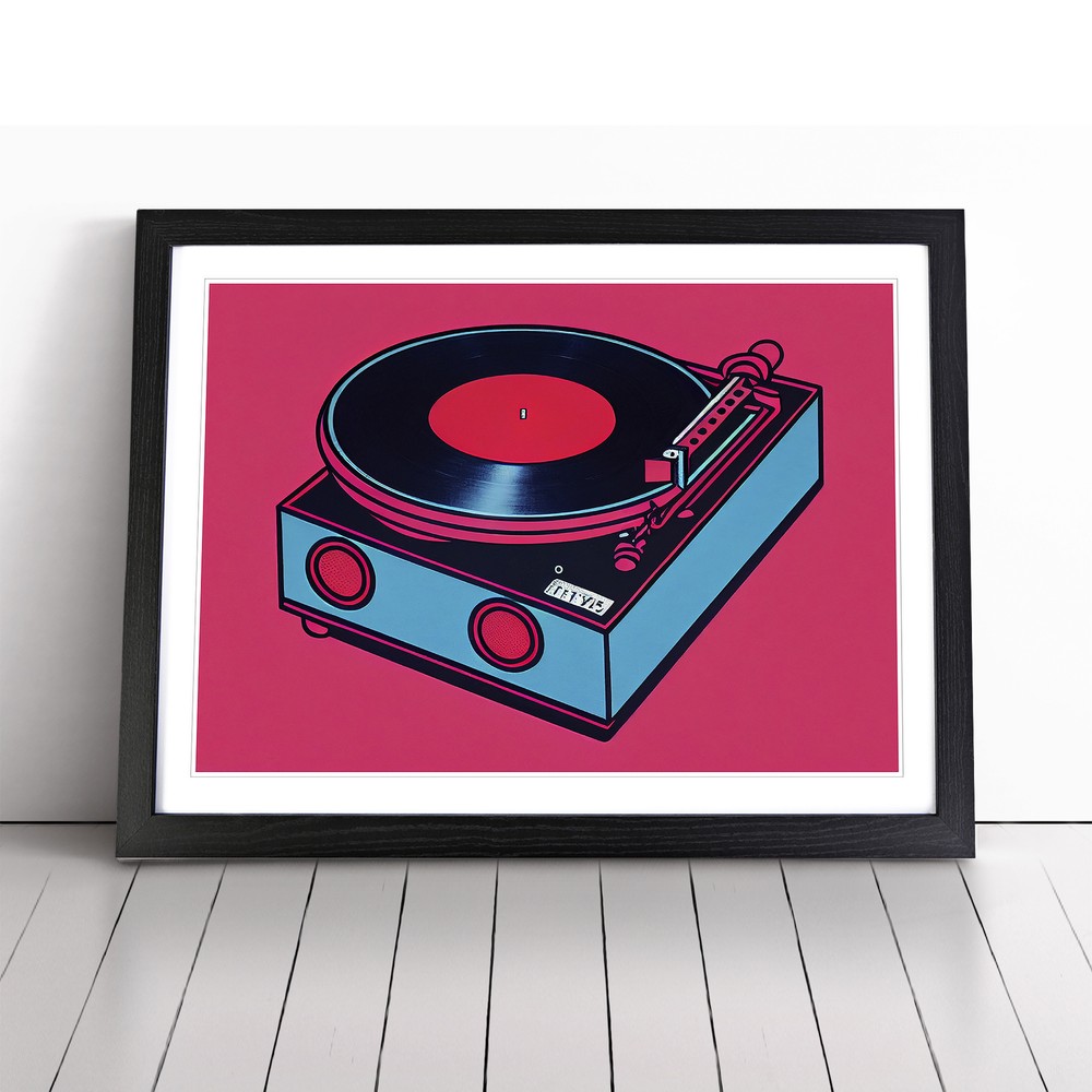 Vinyl Record Player Pop Art Abstract Wall Art Print Framed Canvas Picture Poster