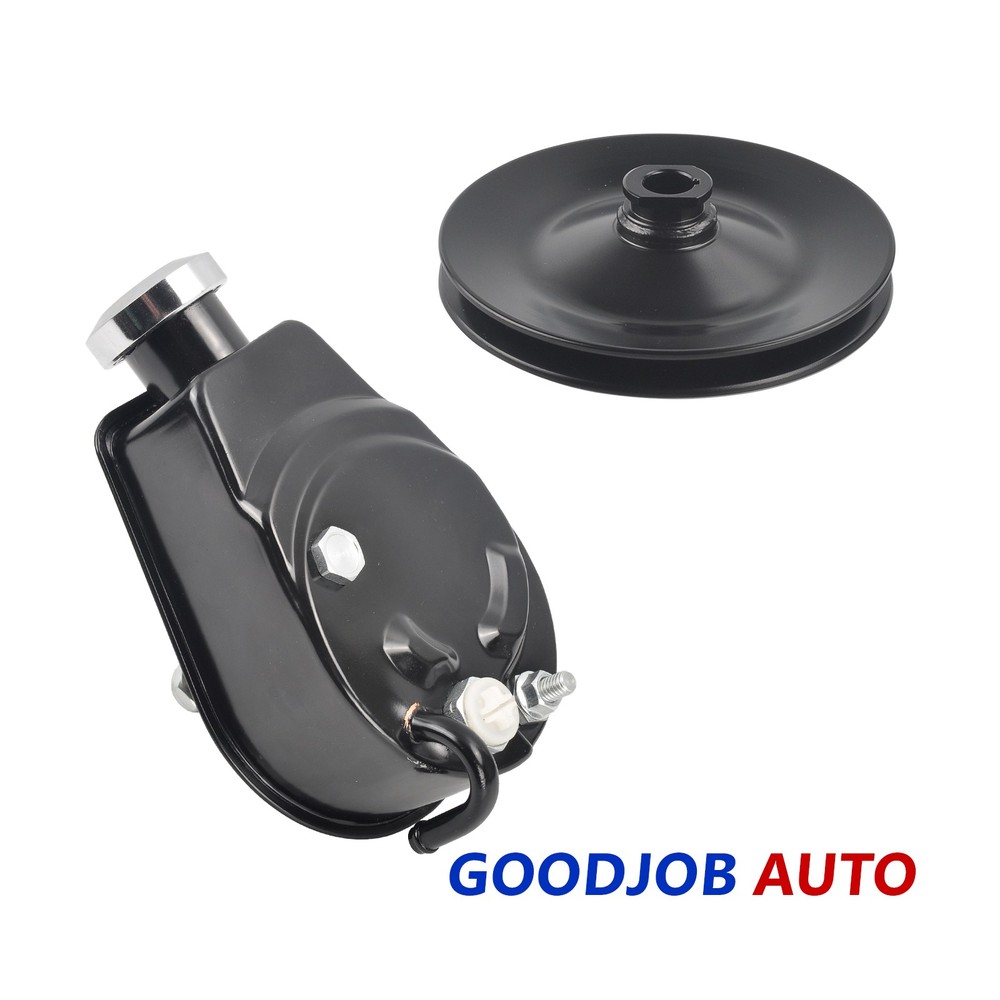Saginaw Power Steering Pump w/ 1Groove V-Belt Keyway Pulley Black for SBC BBC