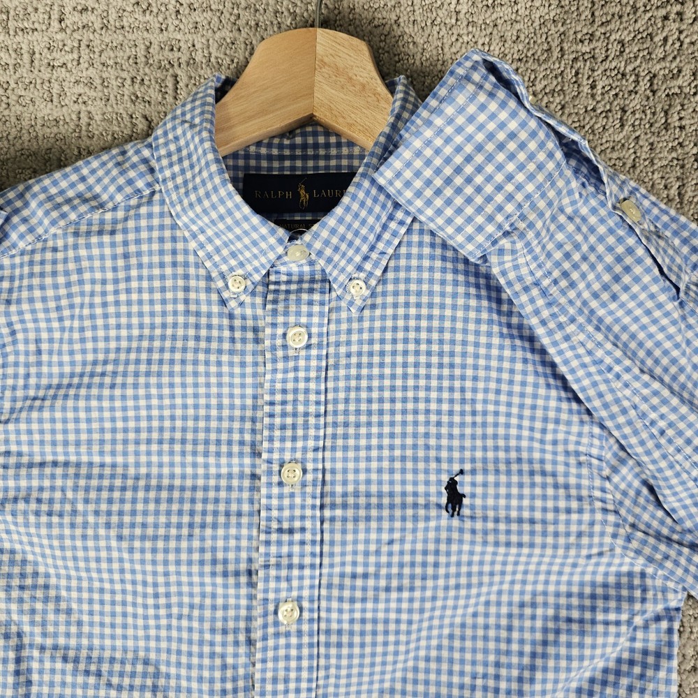 Polo Ralph Lauren Shirt Youth M (10-12) Plaid Long Sleeve Natural Stretch Boys