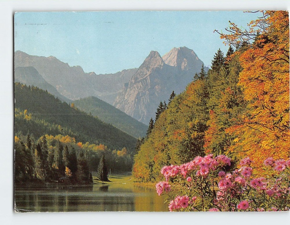 Postcard Lake Riessersee With Alpspitze & Wetterstein mountains Germany